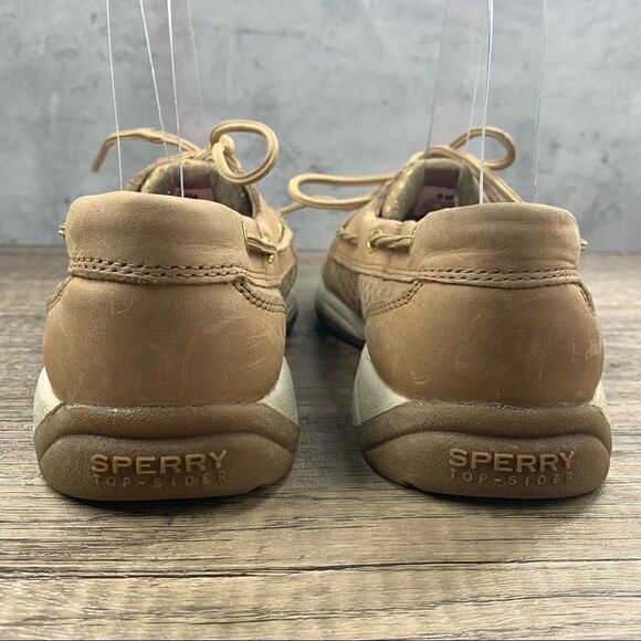 Sperry Top-Sider “Intrepid” Women's Leather~Dot Linen/Gold~Boat Shoes~Size 7.5 - Picture 5 of 11